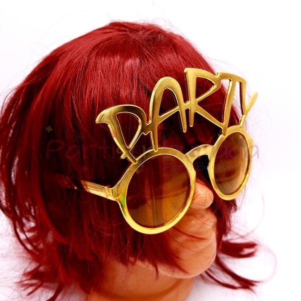Gold Renk Party Yazılı Gözlük