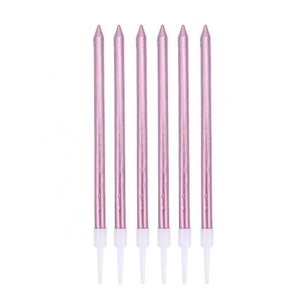 Pembe Kalem Mum 15 cm 6 Adet