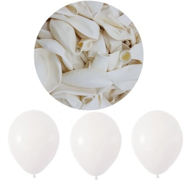 Pastel Beyaz Balon 12 inc 100 Adet