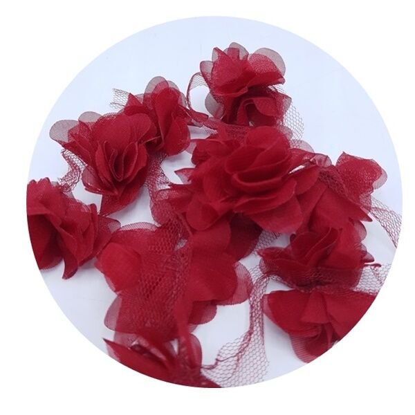 Kumaş Bordo Şerit Gül 10 lu