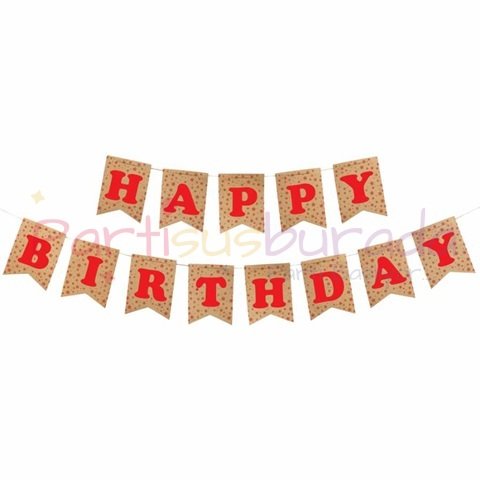 Kraft Kırmızı Happy Birthday Yazı