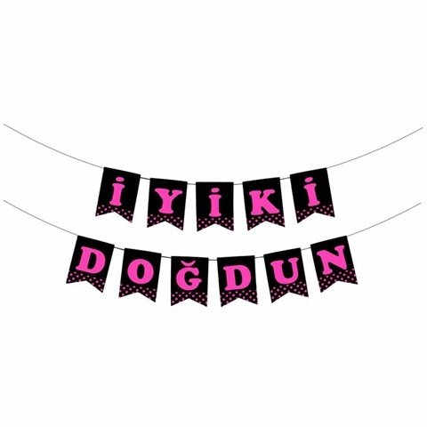 Siyah Pembe Puanlı İyiki Doğdun Yazı