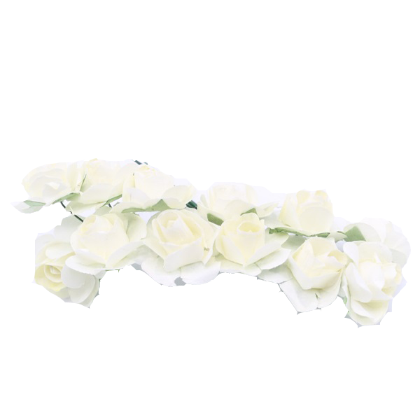 Mini Krem Kağıt Gül 24 lü