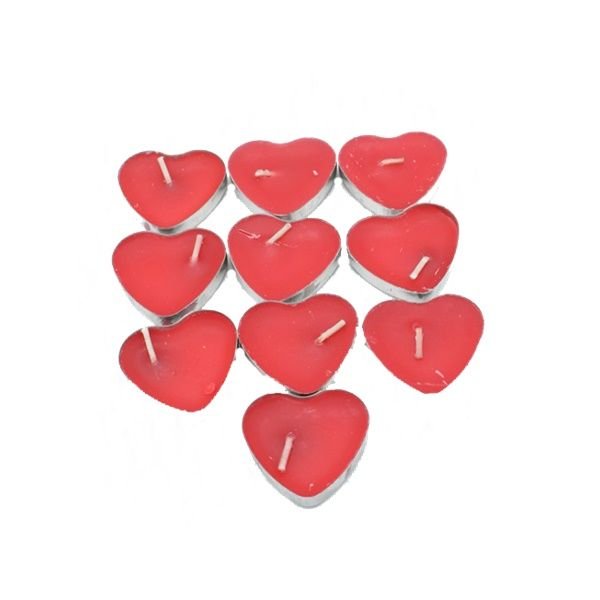 Kırmızı Kalp Tealıght Mum 10 Adet