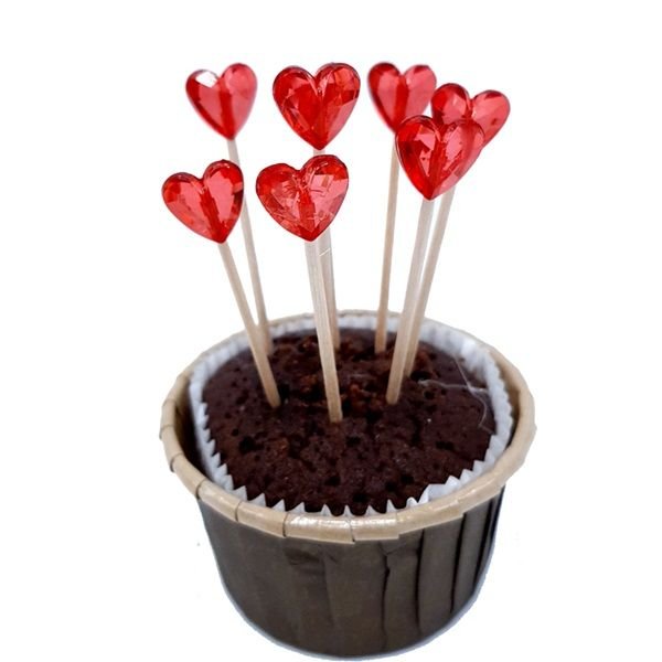 Boncuk Kırmızı Kalp Kürdan 10 Adet