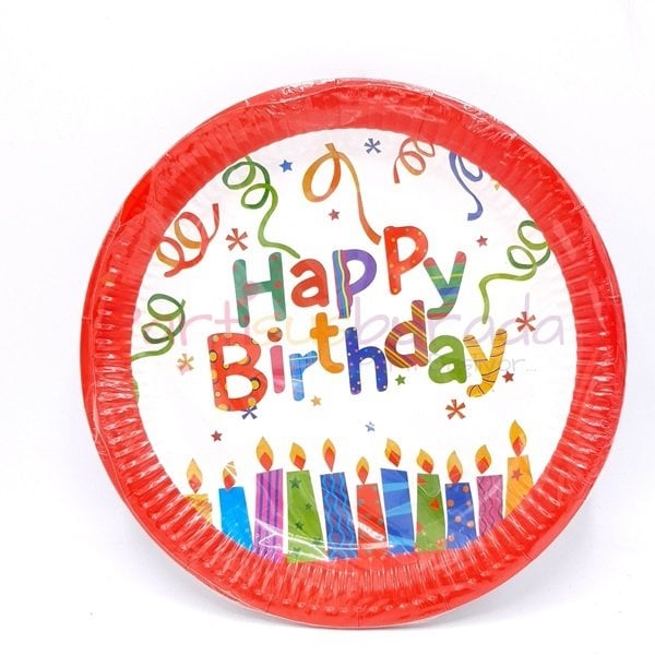 Kırmızı Happy Birthday Tabak 8 Adet