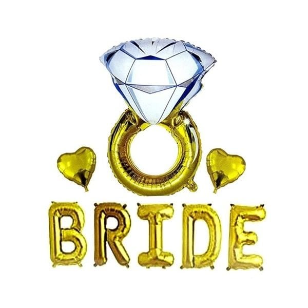 Folyo Yüzüklü Gold Bride Balon