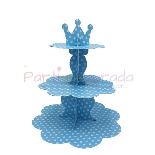 Puanlı Açık Mavi Kek Standı