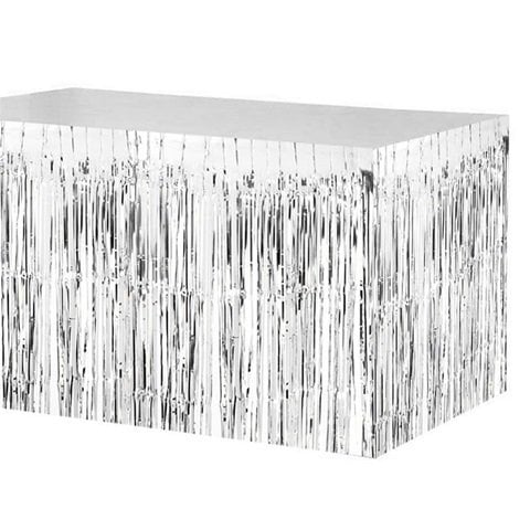 Saçaklı Gümüş Masa Eteği