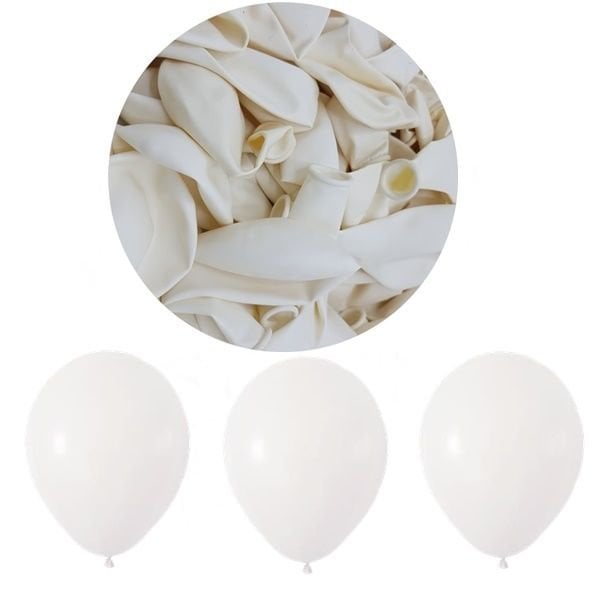 Pastel Beyaz Balon 12 inc 10 Adet