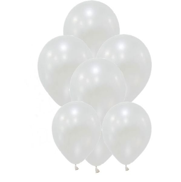Beyaz Metalik Balon 10 Adet