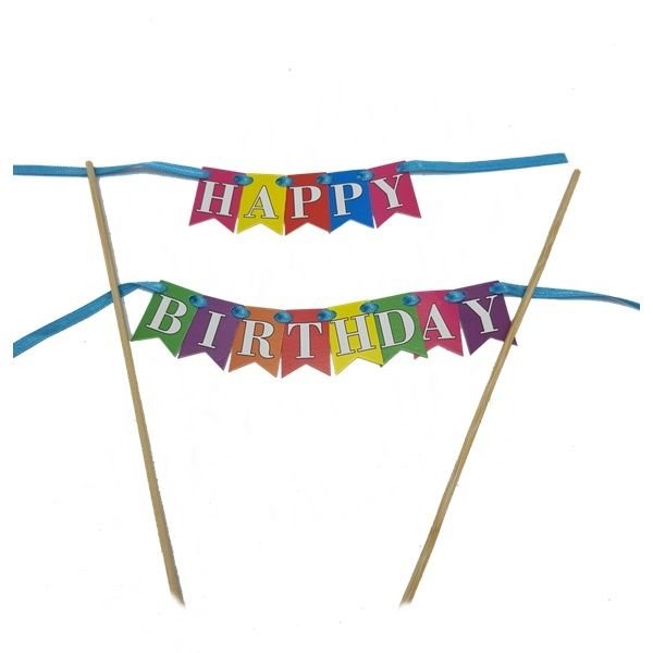 Renkli Happy Birthday Pasta Flaması