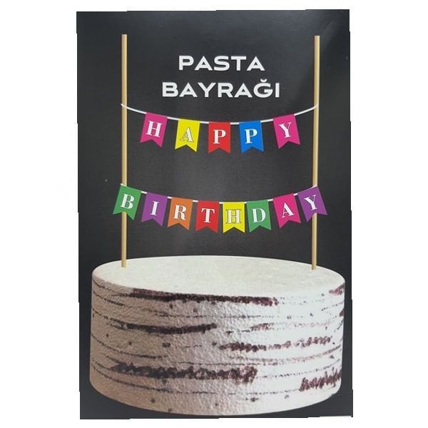Renkli Happy Birthday Pasta Flaması