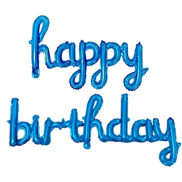 Folyo El Yazı Mavi Happy Birthday Yazı