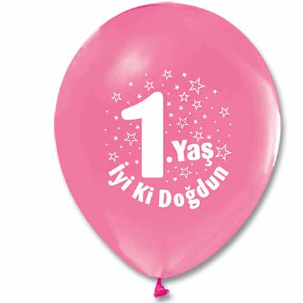 Pembe 1 Yaş Balon 10 Adet