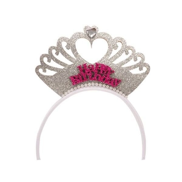 Gümüş Simli Happy Birthday Kraliçe Taç