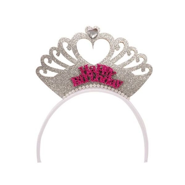 Gümüş Simli Happy Birthday Kraliçe Taç