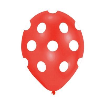 Kırmızı Üzeri Beyaz Puanlı Balon 10 Adet