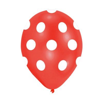 Kırmızı Üzeri Beyaz Puanlı Balon 10 Adet