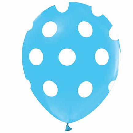 Beyaz Puanlı Mavi Balon 10 Adet