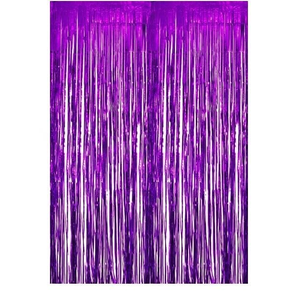 Saçaklı Mor Perde Fon 90x200 cm