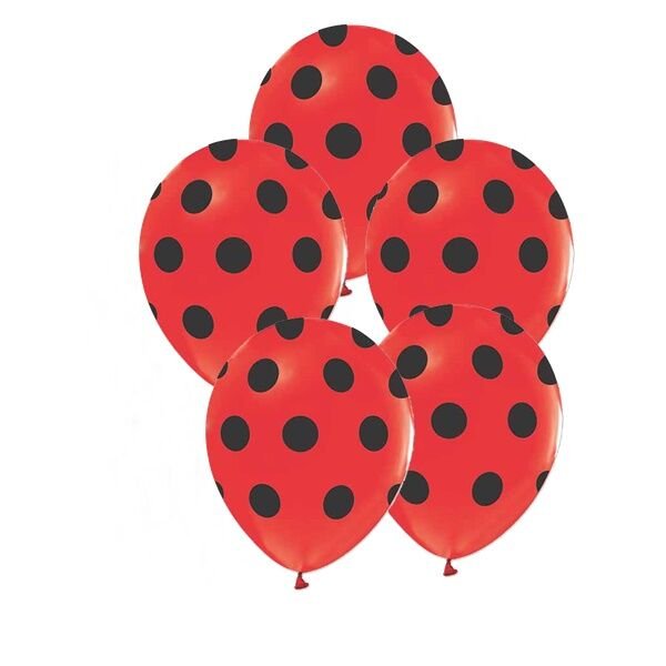 Siyah Puanlı Kırmızı Balon 10 Adet