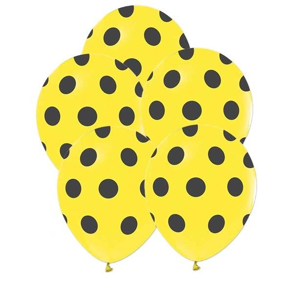 Siyah Puanlı Sarı Balon 10 Adet