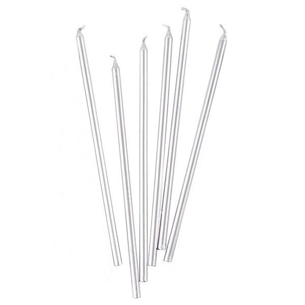 Gümüş Kalem Mum 20 cm 6 Adet