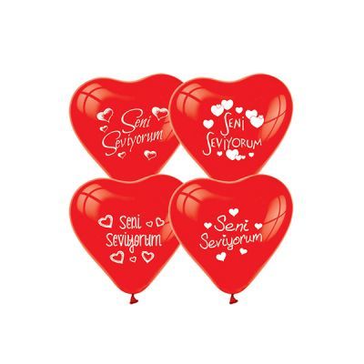 Kırmızı Seni Seviyorum Kalp balon 10 Adet
