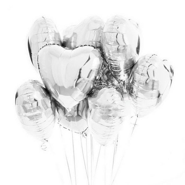 Folyo Gümüş Kalp Balon 18 inc