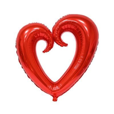 Folyo Kıvrımlı Kırmızı Kalp Balon 95 cm