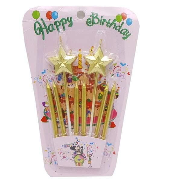 Yıldızlı Gold Kalem Mum Seti