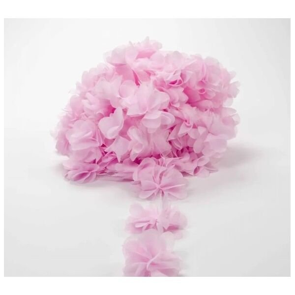 Kumaş Pembe Şerit Gül 10 lu