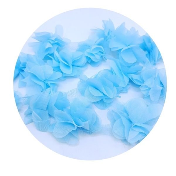 Kumaş Açık Mavi Şerit Gül 10 lu