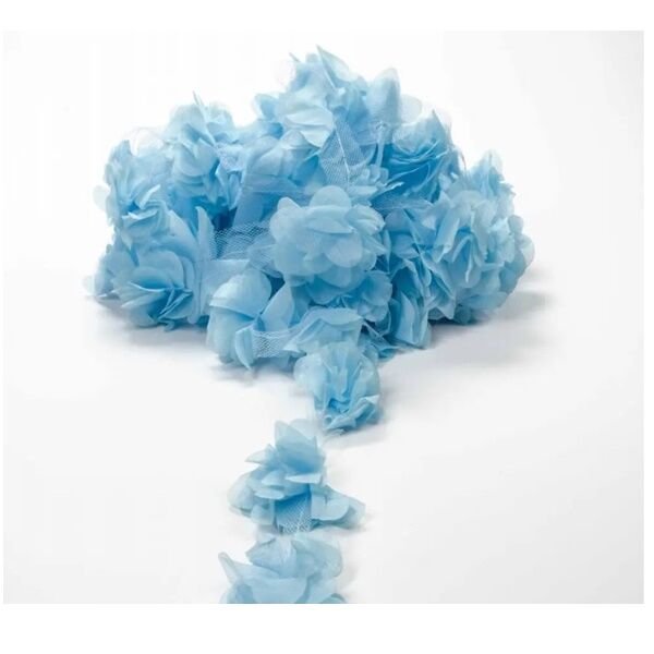 Kumaş Açık Mavi Şerit Gül 10 lu