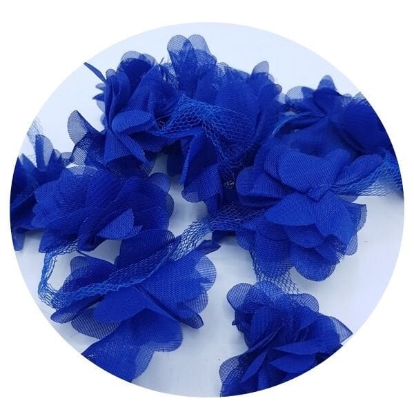 Kumaş Saks Mavi Şerit Gül 10 Lu