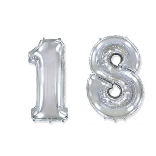 Folyo Gümüş Rakam 18 Balon 76 cm