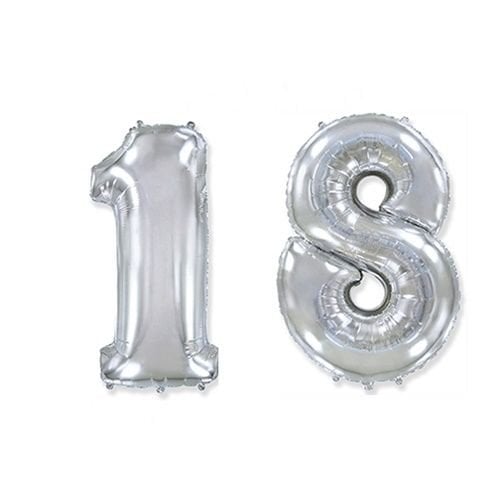 Folyo Gümüş Rakam 18 Balon 76 cm