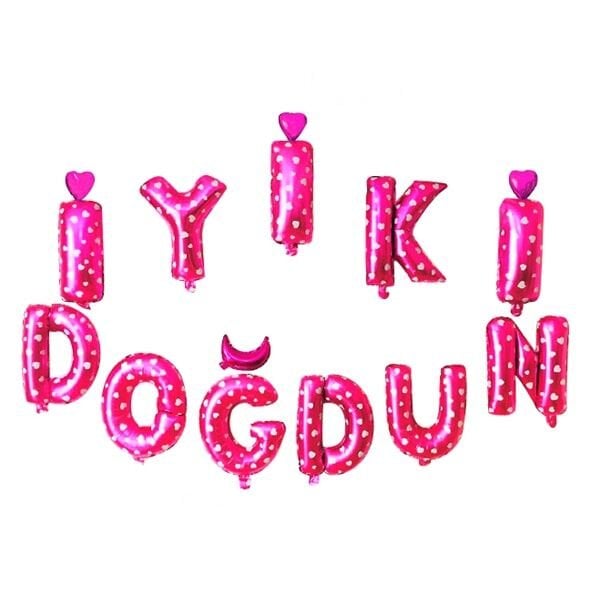 Folyo Pembe Puanlı İyiki Doğdun Balon Yazı