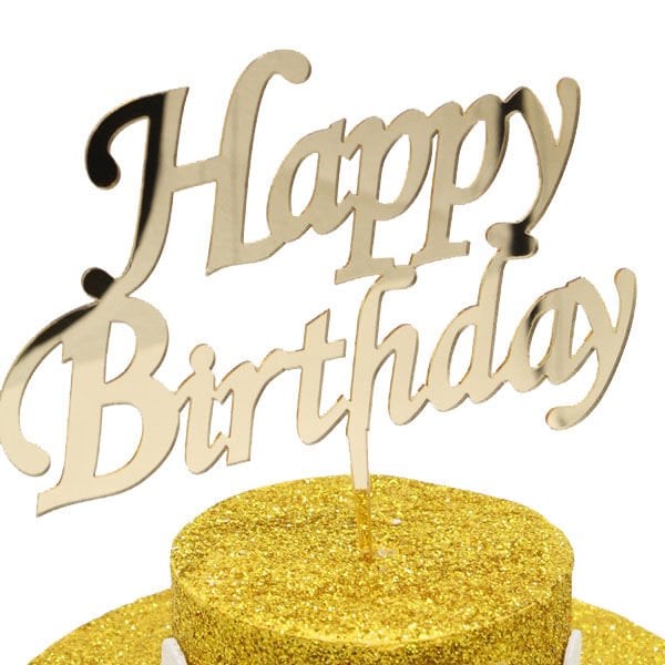 Pasta Üstü Gold Happy Birthday Pileksi