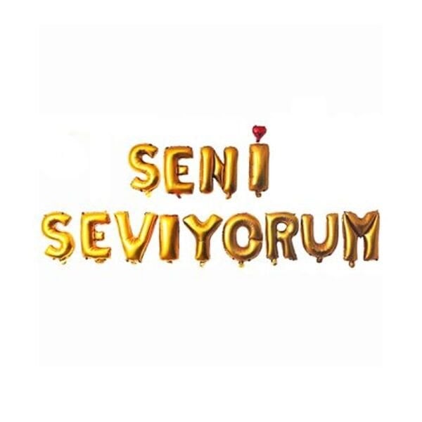 Folyo Gold Seni Seviyorum Balon Yazı