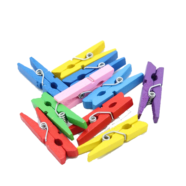 Renkli Mini Ahşap Mandal 20 Adet