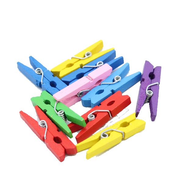 Renkli Mini Ahşap Mandal 20 Adet