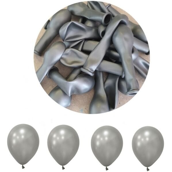 Mini Metalik Gümüş Gri Balon 5 inc