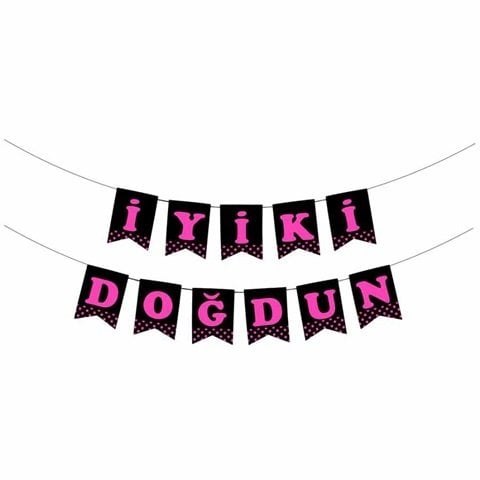 Siyah Pembe Puanlı İyiki Doğdun Yazı