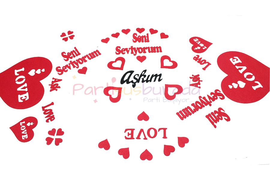 Keçe Kalpli Amerikan Servis Seti 60 Parça