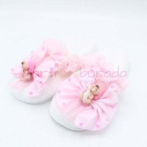 Fiyonklu Lohusa Terlik Taç Set