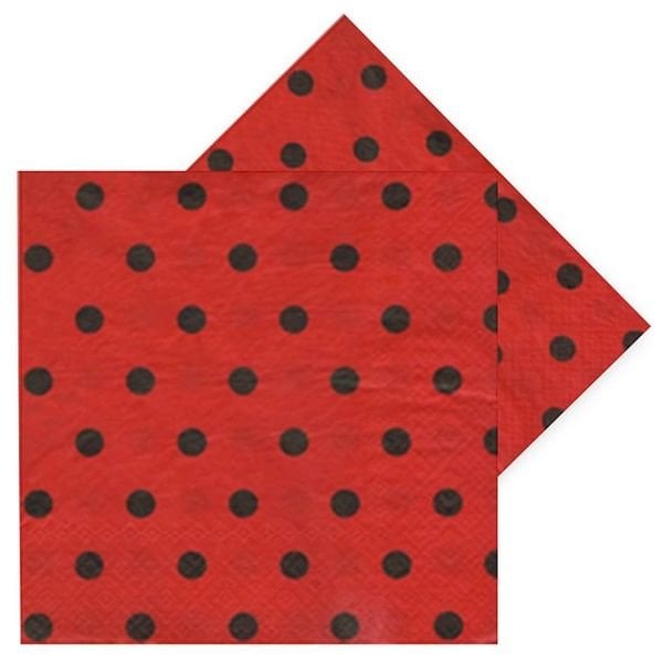 Siyah Puanlı Kırmızı Peçete 16 lı