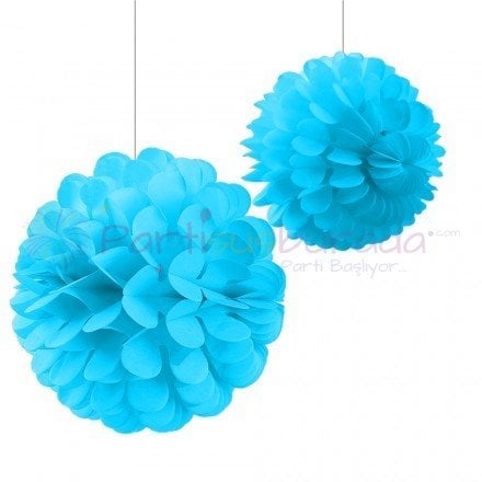 Mavi Petek Ponpon süs 2 li