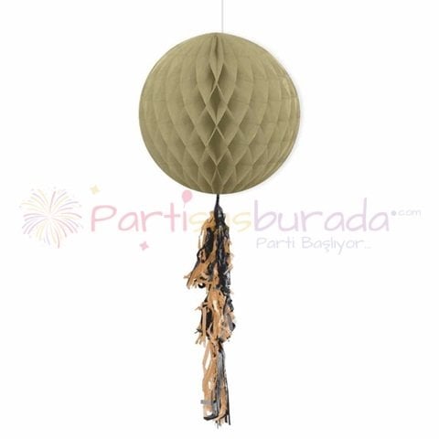 Püsküllü Gold Petek Tavan Süs